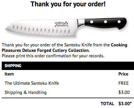 NAM   Santoku — Order Confirmation