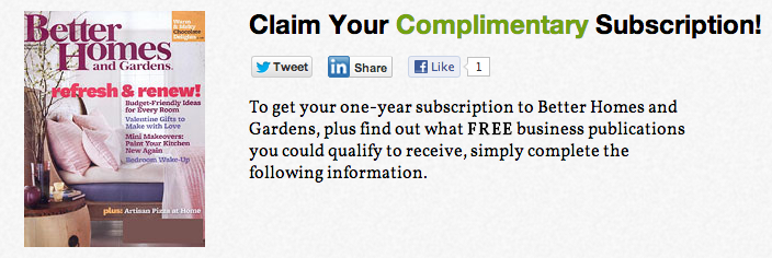 Better Homes and Gardens Subscription   freebizmag.com