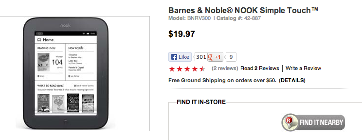 Barnes   Noble NOOK Simple Touch  E readers   RadioShack