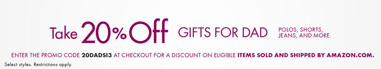 Amazon.com  Father s Day Extra 20  Off  Clothing   Accessories