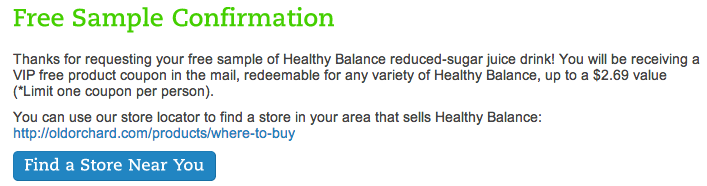 Get a FREE Sample of Healthy Balance   Old Orchard Brands