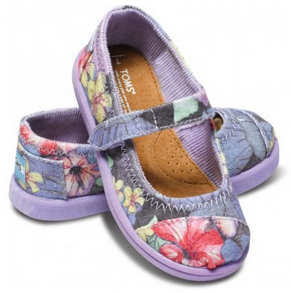 Lilac Faded Tropical Tiny Mary Janes   TOMS.com