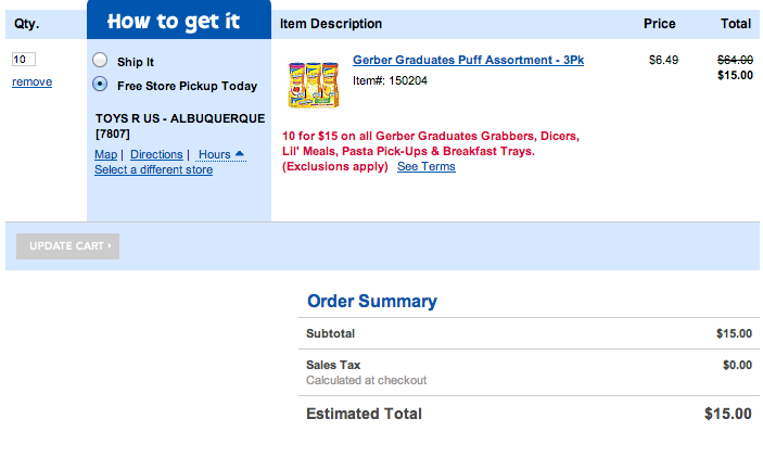 Your Shopping Cart—Toys“R”Us Babies“R”Us