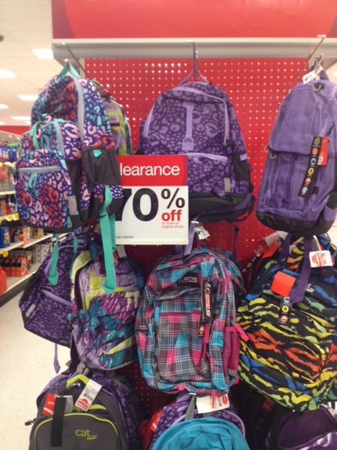 Target clearance back packs