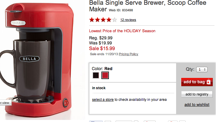 Bella Single Serve Brewer  Scoop Coffee Maker   Single Serve Coffee Makers   Kitchen   Macy s