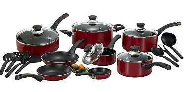 T Fal Inspirations Red 20 pc. Nonstick Aluminum Cookware Set