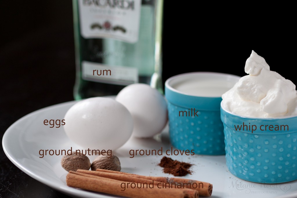 homemade Egg Nog ingredients