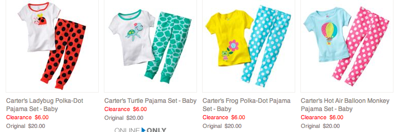 carters jammies on kohsl