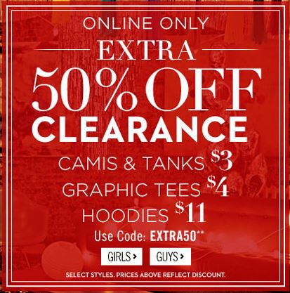 extra 50 off clearance