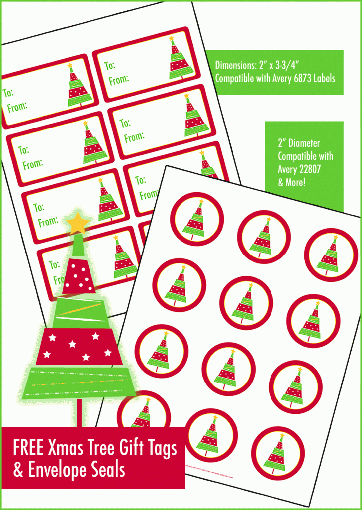 FREE Printable Christmas Tree Gift Tags & Envelope Seals
