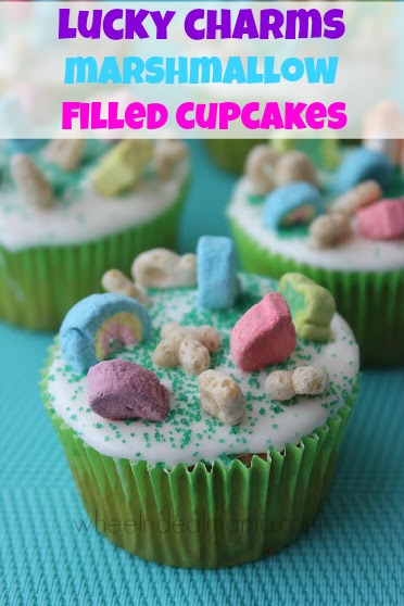 Lucky Charm Cupcakes with Marshmallow Filling