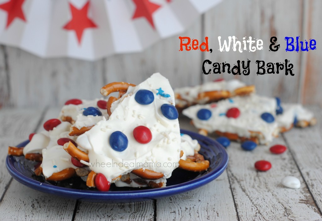 Red white blue candy bark