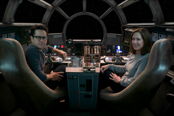 Star Wars: The Force Awakens L to R: Director/Producer/Screenwriter J.J. Abrams and Producer Kathleen Kennedy Ph: David James ©Lucasfilm 2015