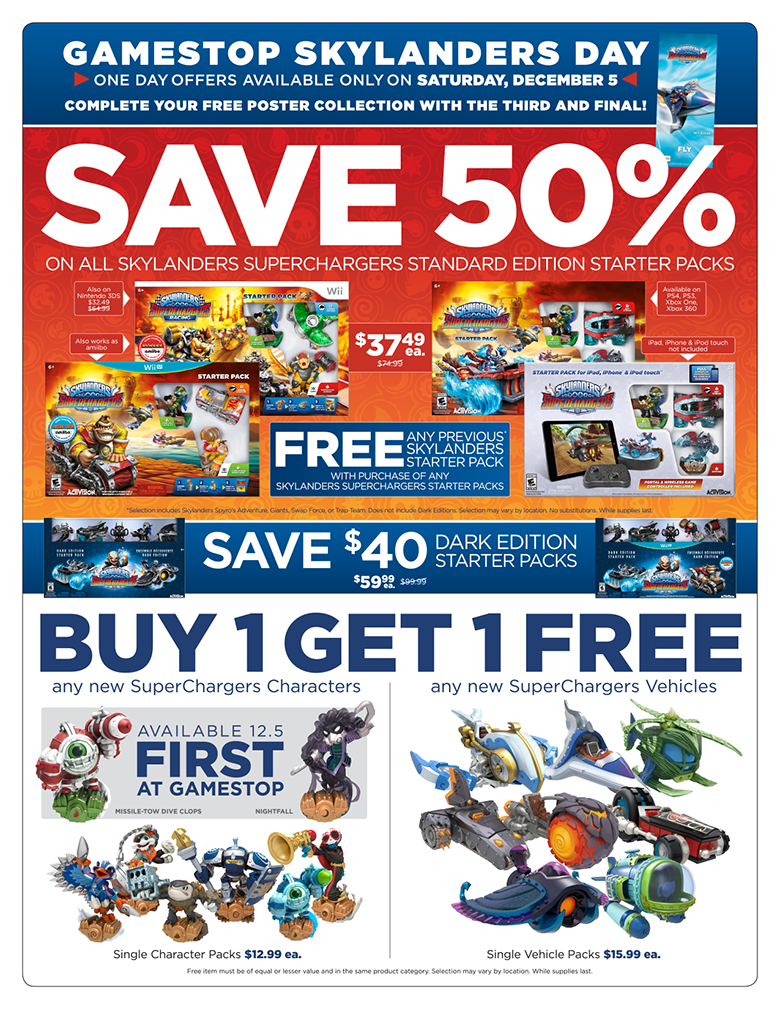 Skylanders GameStop Day ($37.49 SuperCharger Starter Packs + Free ...